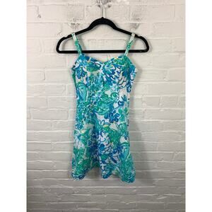 Lilly Pulitzer Blue and Green Floral Midi Dress